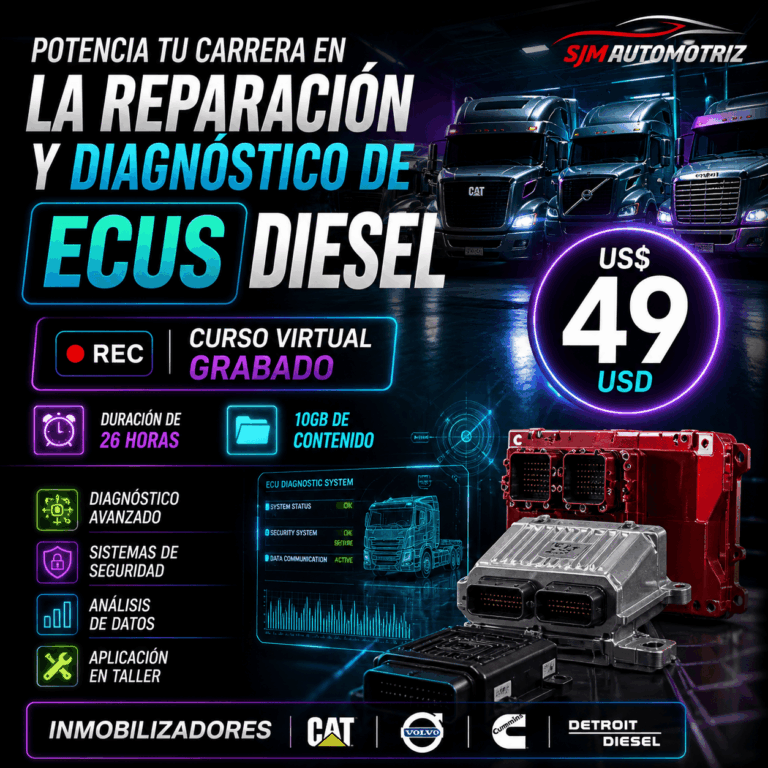 Curso ECUs Diésel: Caterpillar, Cummins, Volvo y Detroit – Diagnóstico y Reparación