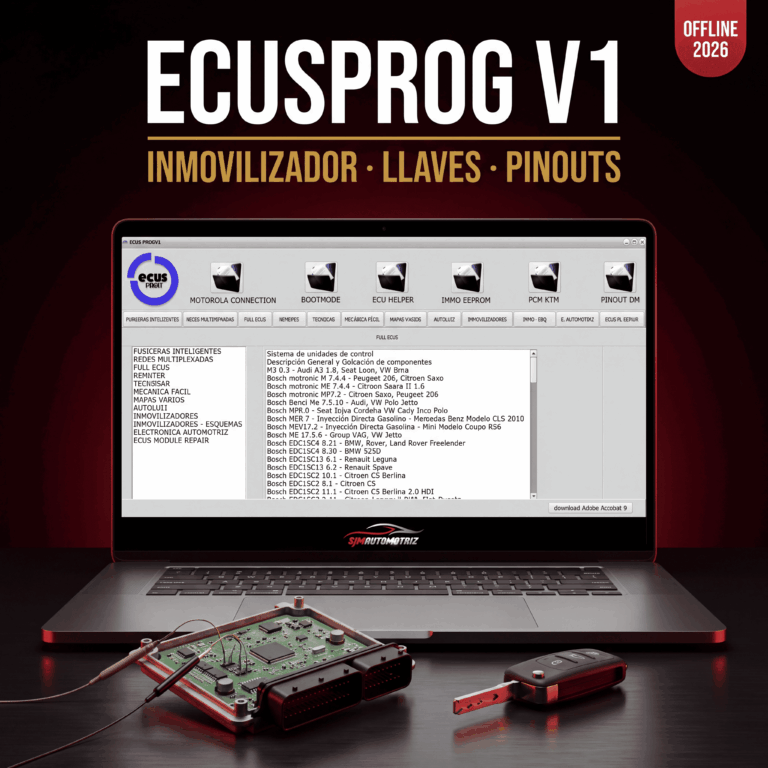 ECUSPROG V1 + TECNOCAR de Regalo — Inmovilizador, Llaves, Pinouts y   Archivos de Airbag