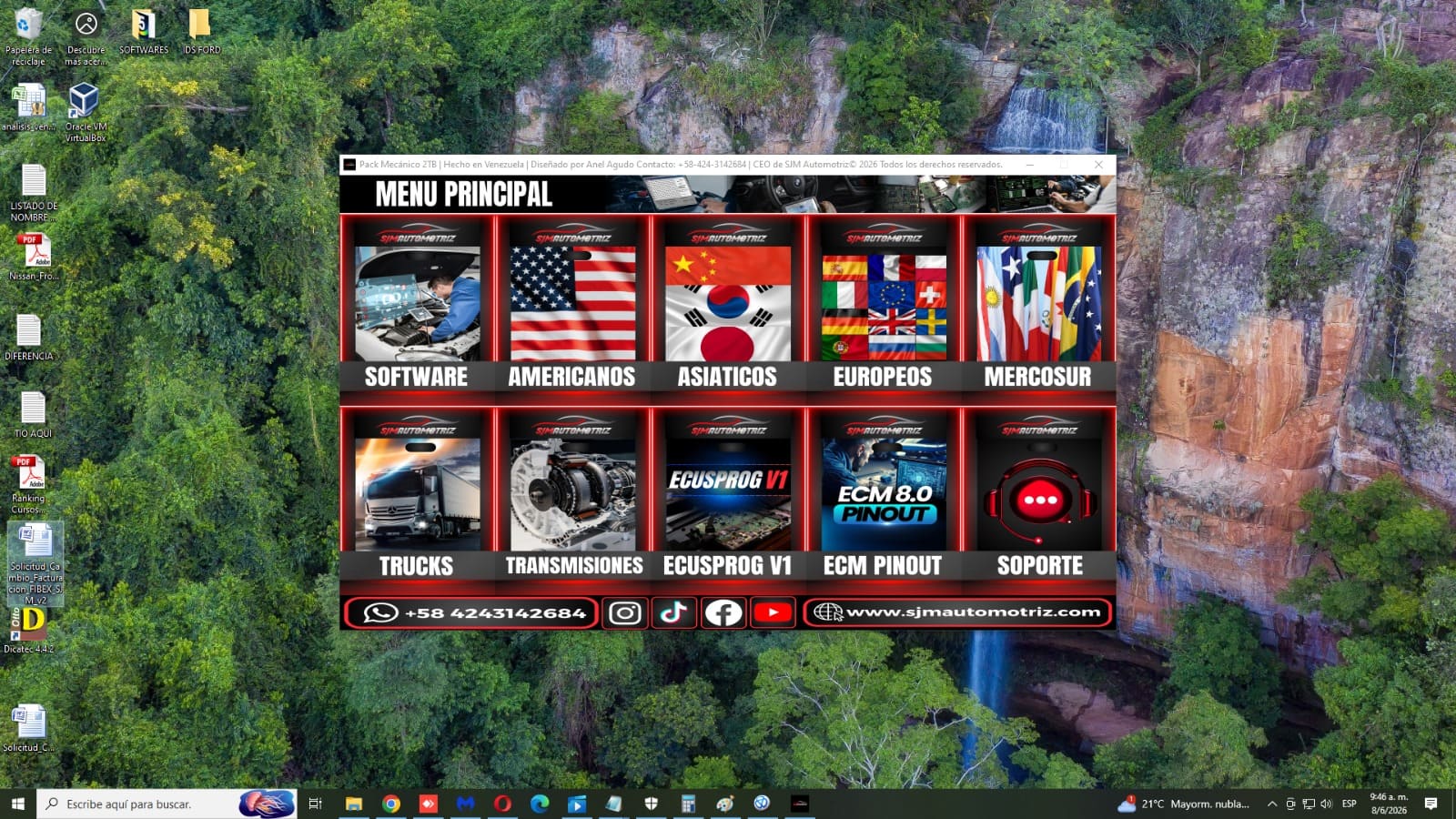 Pack Mecánico 2026 — contenido y menú en pantalla